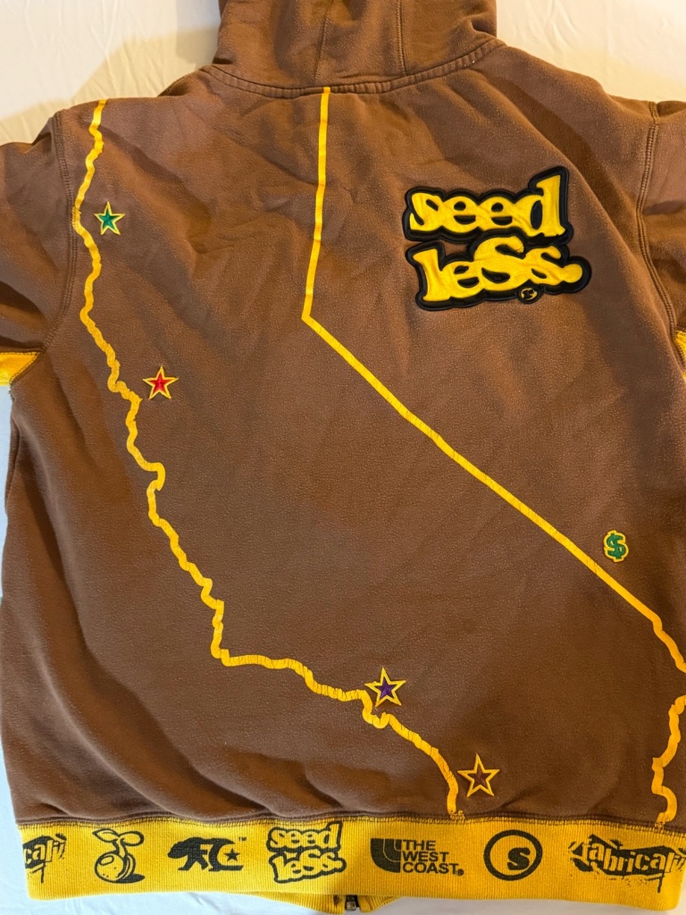 SEEDLESS: pre-owned Brown & Yellow Zip-Up Hoodie - Picture 5 of 10